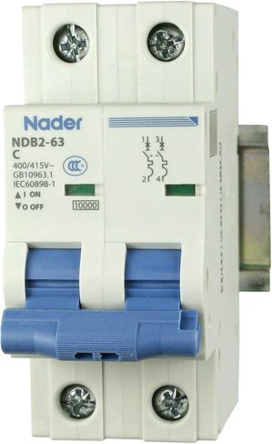 2 أمبير، 480 فولت تيار متردد، 2 قطب، قاطع دائرة مصغر مثبت على سكة حديد DIN، منحنى الرحلة: C، UL1077 in Kuwait