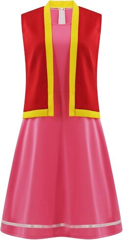 زي Toadette Women Mushroom Cosplay Toadstool Pink Dress مع ملابس هالوين سترة in Kuwait