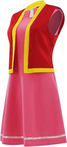 زي Toadette Women Mushroom Cosplay Toadstool Pink Dress مع ملابس هالوين سترة in Kuwait