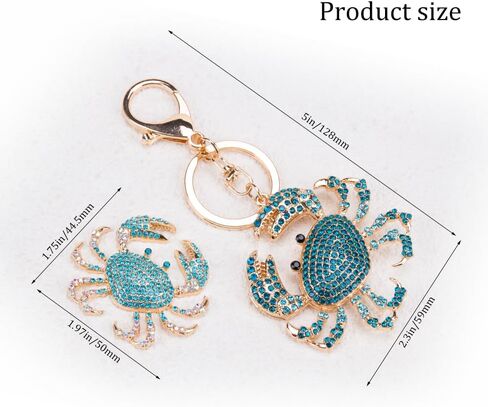 2PCS Rhinestone Crab -keychain key Ring Farmarling Crystal Crab Crab Charm Creative Marine Animal Keychain Set in Kuwait