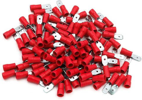 Baomain Male Quick disconnects Vinyl Insulated Spade Wire Connector Electrical Crimp Terminal 22-16AWG 6.3mm Red Pack of 100 in Saudi Arabia