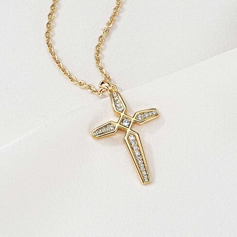 Valloey Rover Cross Necklace for Women,Dainty 14K Real Gold Plated Diamond Cubic Zirconia Cross Crucifix Faith Pendant Necklace Trendy Christian Easter Basket Essentials Stuffers Religious Jewelry Gifts for Women Mom in Kuwait