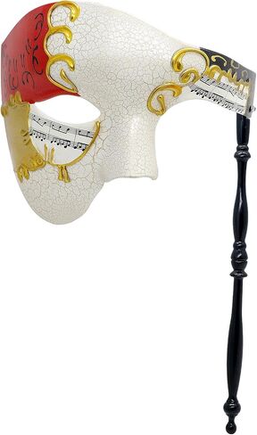 Thmyo Half Half Face Men Men's Phantom of the Opera Vintage Vinetian Carnival Masquerade Mask with Holding Stick in Kuwait