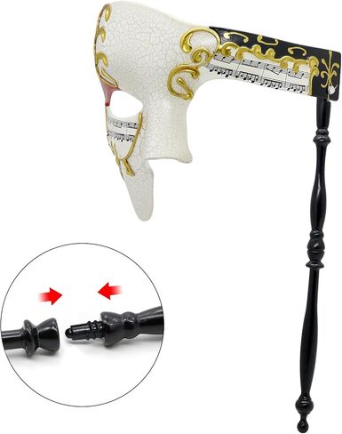 Thmyo Half Half Face Men Men's Phantom of the Opera Vintage Vinetian Carnival Masquerade Mask with Holding Stick in Kuwait