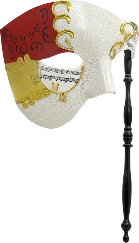 Thmyo Half Half Face Men Men's Phantom of the Opera Vintage Vinetian Carnival Masquerade Mask with Holding Stick in Kuwait