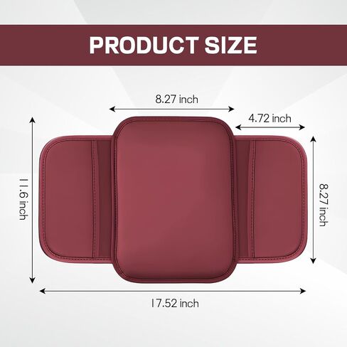 Car Center Console Cover, Leather Memory Foam Armrest Cover Cushion with 2 Storage Bags, Universal Car Armrest Seat Box Pad Car Interior Accessories Protector for Most Vehicle (Black) in Kuwait