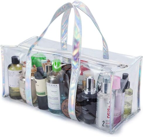 Clear Tote Bag Transparent Bag Stadium Approved Travel Gym See Through Toiletry Bag for Women in Saudi Arabia