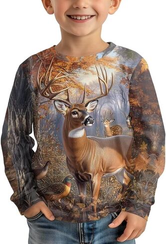 الأولاد غير الرسميين الطويل الأكمام القمصان الأطفال Fall Pullover Tops Teads Novelty Graphic Shirt ناعمة الربيع tshirts 3-16T in Kuwait