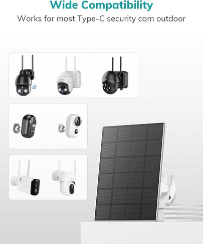 ZUMIMALL 3W Solar Panel for Security Camera Wireless Outdoor, IP66 Waterproof Solar Panel with 10ft Type C Cable, Suitable for All Security Camera (Type C Port) in Saudi Arabia