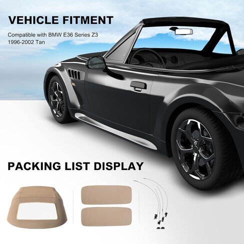 A-Premium Tan Convertible Soft Top with Plastic Window Compatible with BMW E36 Series Z3 1996 1997 1998 1999 2000 2001 2002 Convertible 25656165 in Saudi Arabia