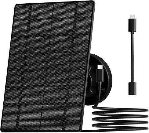 ZUMIMALL 3W Solar Panel for Security Camera Wireless Outdoor, IP66 Waterproof Solar Panel with 10ft Type C Cable, Suitable for All Security Camera (Type C Port) in Saudi Arabia