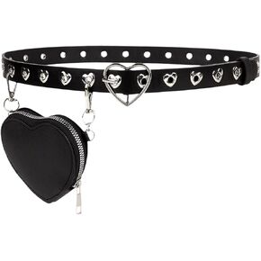 Fanny Pack for Women PU Leather Belt Goth Vegan Leather Women's Fanny Pack Mini Purse Belt Fashion Y2K Waist Pack Detachable (Black #1)