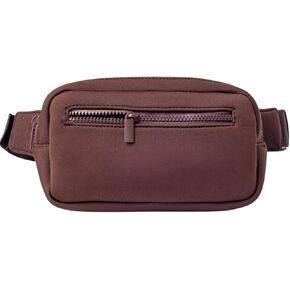 Large Neoprene Fanny Pack with Adjustable Strap, Bum Bag with 3 Zipper Pockets, Crossbody Belt Bag for Women & Men, Water Resistant Waist Pack for Travel, Sports, Festivals, Hiking, & Workouts (Black)