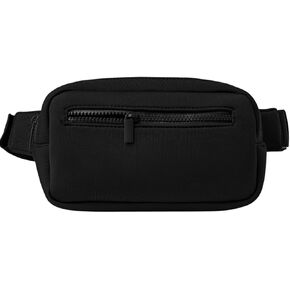 Large Neoprene Fanny Pack with Adjustable Strap, Bum Bag with 3 Zipper Pockets, Crossbody Belt Bag for Women & Men, Water Resistant Waist Pack for Travel, Sports, Festivals, Hiking, & Workouts (Black) in Saudi Arabia