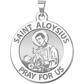 PicturesOnGold.com Saint Aloysius Gonzaga Round Religious Medal - 2/3 Inch Size of Dime, Sterling Silver