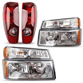 Headlights Tail Lights Combo - Compatible with 2004-2012 Chevy Colorado/GMC Canyon, 2006-2008 Isuzu I-Series - Headlamp Taillight Replacement for GM2502234, GM2503234 and GM2801164, GM2800164