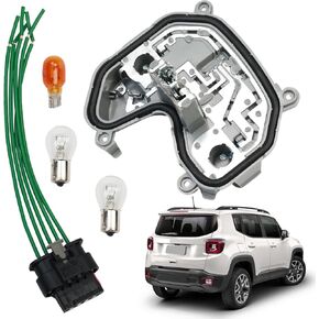 Rear Tail Light Lamp Holder Bracket with Harness and Bulb Left Driver Side Compatible with 2015-2023 Jeep Renegade, Rear Tail Lamp Housing 68270892AA