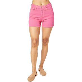 Judy Blue Women's High Waist Garment Dyed Embroidered Pocket Shorts – Stretch Comfort Soft Denim Trendy Summer Style -150266
