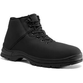 Mens Lightweight Hiking Boots Water Resistant Mid Ankle Work Casual Hiker Trekking Outdoor Boots Anti Slip Hiking Shoes All-Black
