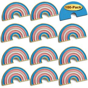 Pack of 6/12/50/100 Enamel Transgender Trans Pride Rainbow Lapel Pins Bulk-Supports LGBT Progress Gay Brooch Badge for Men Women Clothes Bags Hats