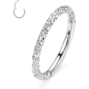 FUNLMO Hinged Nose Ring Hoop Septum Ring Tragus Helix Rook Conch Daith Piercing Jewelry 316L Surgical Steel Cartilage Hoop Earring