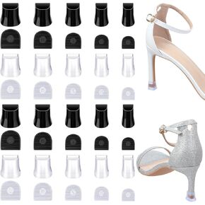 20 Pairs High Heel Protectors 5 Sizes High Heel Stoppers Noise Reducing Non-Slip Heel Tip Covers Heel Caps for Outdoor Weddings Stop Sinking at Grass Soft Mud Gravel Bricks Cracks