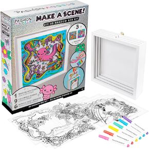 Fashion Angels Make a Scene! DIY 3D Shadow Box Kit, Create & Customize 3 Unique Designs with Acrylic Paint Markers, Fun DIY Room Decor Craft Activity for Kids Ages 8+