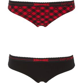 Emporio Armani للسيدات Tartan Christmas Cotton 2-pack brasilian موجز
