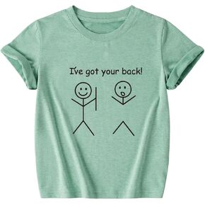 SweatyRocks Girl's Cartoon Letter Print T Shirt Short Sleeve Crew Neck Graphic Tees