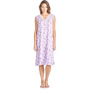 Casual Nights Women's Sleeveless Floral Lace and Ribbon Nightgown
