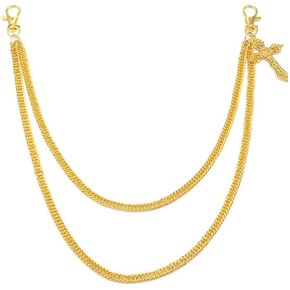Gothic Gold Cross Pants Chain - Wallet Keychain Edgy Punk Hip Hop Waist Accessory for Jeans, Streetwear, and Rebel Women Men