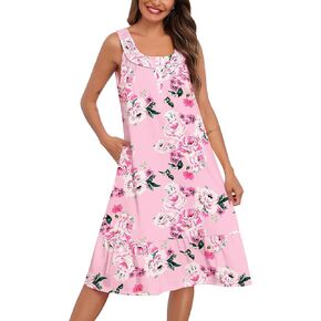 نوموجات Swomog للنساء اللينة Nightdress مع جيوب الكشكش السيدات السامات