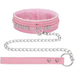 paloli Pink Fluffy Choker Necklace for Women Punk Leash Neck Choker Collar Gothic Rock Jewelries