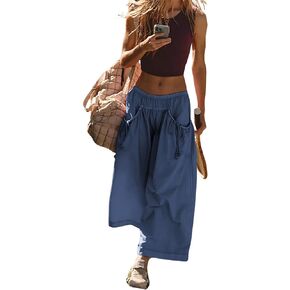 Women's Wide Leg Pants Comfy High Waisted Casual Loose Lounge Pants with Pockets