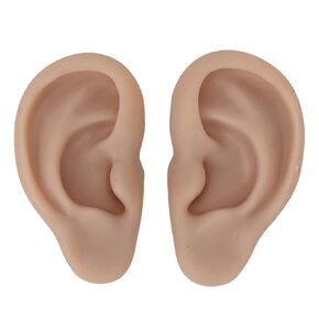 Silicone Ear Model Piercing Practice Models Soft Simulation Ear Body Realistic Artificial Reusable Part Kit for Earrings Jewelry Display Pierce Exercise Teaching Tool 1 Pair(dark skin color)