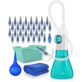 Ear Wax Removal Tool, Ear Cleaning Kits for Adults Kids, Safe & Effective Earwax Clean System Easy to Operate, Safety Ears Irrigation Flushing System, with 30 Tips, Basin, Towel, Air Bulb