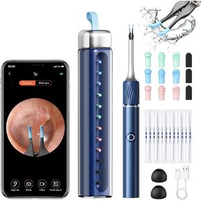 Ear Wax Removal Tool with Tweezers, Ear Cleaner with FHD Camera, Cleaning Earwax Remover Picker Kit with Light 12 Replacement Ear Picks