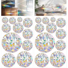 Ouligay 33pcs Prism Window Decals to Prevent Bird Strikes Prevention Window Stickers for Birds Anti-Collision Circle Windows Clings for Bird Rainbow Sticker to Save Birds Stop Hitting