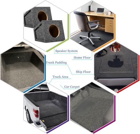 HBU Car Subwoofer Protect Underfelt Carpet Liner 54"x78" Lightweight & Wear Resistant for Boat Upholstery,Auto Floor,Trunk,Deck,RV,SUV (Black, 54inchx78inch) in Kuwait