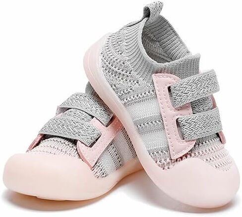 Baby Boys Girls Shoes Mesh Comfortable Breathable Rubber Soles Non-Slip Anti-Bumping Toes Infant Toddler Sneakers in Kuwait