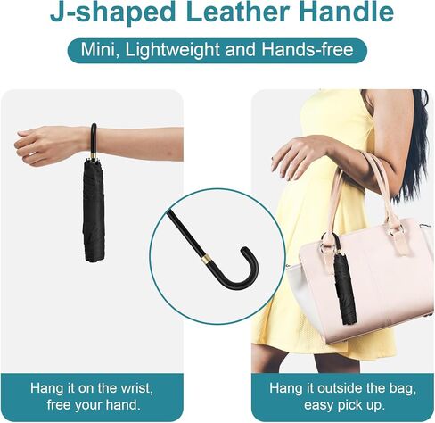 G4Free Mini Travel Smbrella Upf 50+ Parasol Ultralight Slim UV Protection ، مظلة مضغوطة مضغوطة للرياح للشمس والمطر ، محمولة مع H -Hook Curved Handle Type Japaning For Women in Saudi Arabia
