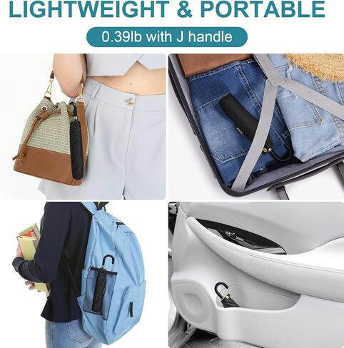G4Free Mini Travel Smbrella Upf 50+ Parasol Ultralight Slim UV Protection ، مظلة مضغوطة مضغوطة للرياح للشمس والمطر ، محمولة مع H -Hook Curved Handle Type Japaning For Women in Saudi Arabia