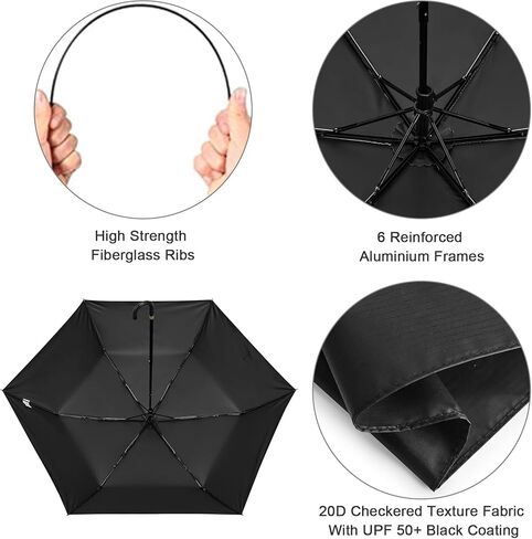 G4Free Mini Travel Smbrella Upf 50+ Parasol Ultralight Slim UV Protection ، مظلة مضغوطة مضغوطة للرياح للشمس والمطر ، محمولة مع H -Hook Curved Handle Type Japaning For Women in Saudi Arabia