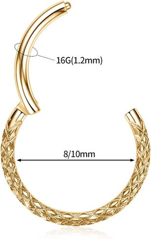 FUNLMO Hinged Nose Ring Hoop Septum Ring Tragus Helix Rook Conch Daith Piercing Jewelry 316L Surgical Steel Cartilage Hoop Earring in Saudi Arabia