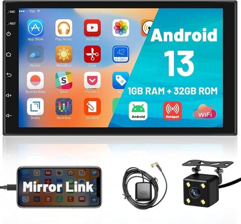 Hikity Double Din Android Car Stereo 7 بوصة تعمل باللمس راديو السيارة في Dash GPS Navigation Bluetooth FM Radio مع وصلة مرآة USB WiFi مزدوجة لهواتف iOS/Android in Kuwait