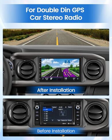Hikity Double Din Android Car Stereo 7 بوصة تعمل باللمس راديو السيارة في Dash GPS Navigation Bluetooth FM Radio مع وصلة مرآة USB WiFi مزدوجة لهواتف iOS/Android in Kuwait