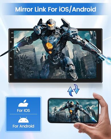 Hikity Double Din Android Car Stereo 7 بوصة تعمل باللمس راديو السيارة في Dash GPS Navigation Bluetooth FM Radio مع وصلة مرآة USB WiFi مزدوجة لهواتف iOS/Android in Kuwait