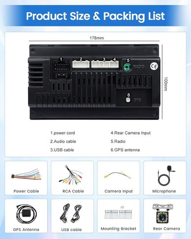 Hikity Double Din Android Car Stereo 7 بوصة تعمل باللمس راديو السيارة في Dash GPS Navigation Bluetooth FM Radio مع وصلة مرآة USB WiFi مزدوجة لهواتف iOS/Android in Kuwait