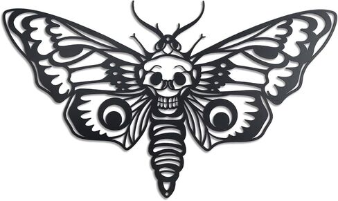 Deather Death Head Metal Wall Decor ، Decord Black Gothic Skull Butterfly Wall Decor (Style 2) in Saudi Arabia