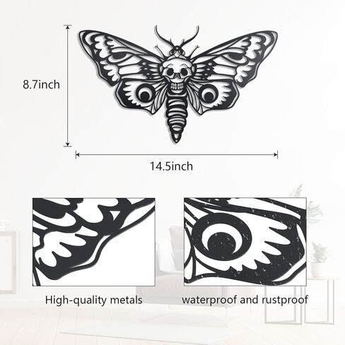 Deather Death Head Metal Wall Decor ، Decord Black Gothic Skull Butterfly Wall Decor (Style 2) in Saudi Arabia